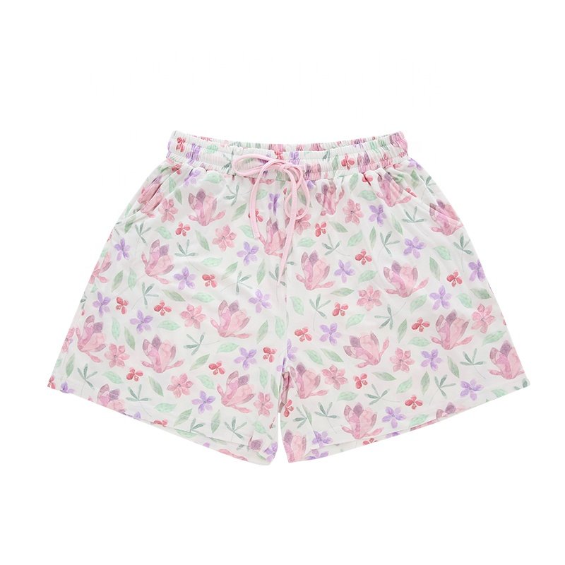 Extra Soft Girls/Women Summer Sleepwear Sets 95% Bamboo 5% Spandex Short Sleeve Tops and Short Pants Mommy Pajamas