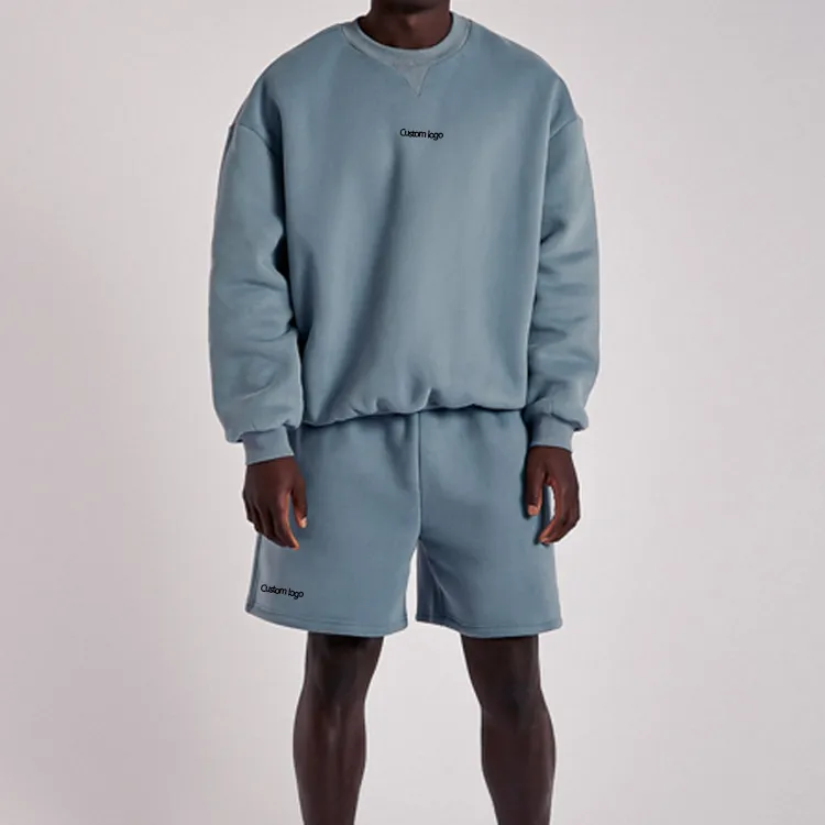 Custom Jumper sweat Suit Two Piece Short Set Men Clothing Fleece Sets Sweat Gym women Jogging two piece set