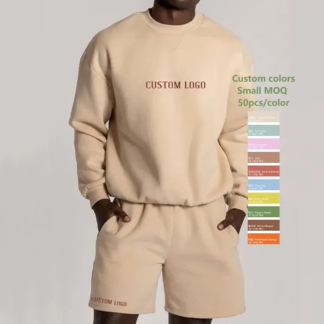 Custom Jumper sweat Suit Two Piece Short Set Men Clothing Fleece Sets Sweat Gym women Jogging two piece set