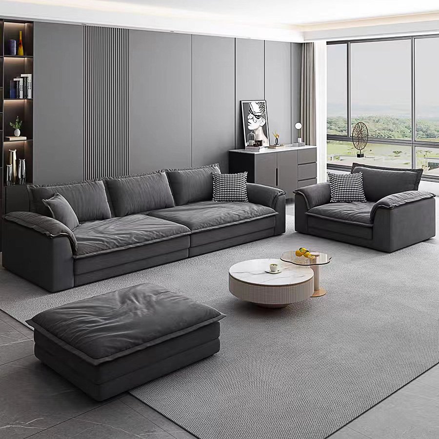 High Quality Comfortable Cozy Down White Black Velvet Linen Feather Fabric Sofa L Shaped Corner Modular Sofa