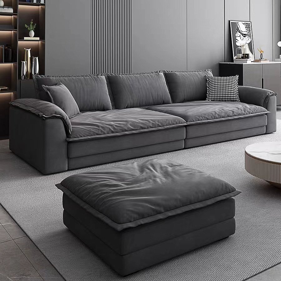 High Quality Comfortable Cozy Down White Black Velvet Linen Feather Fabric Sofa L Shaped Corner Modular Sofa