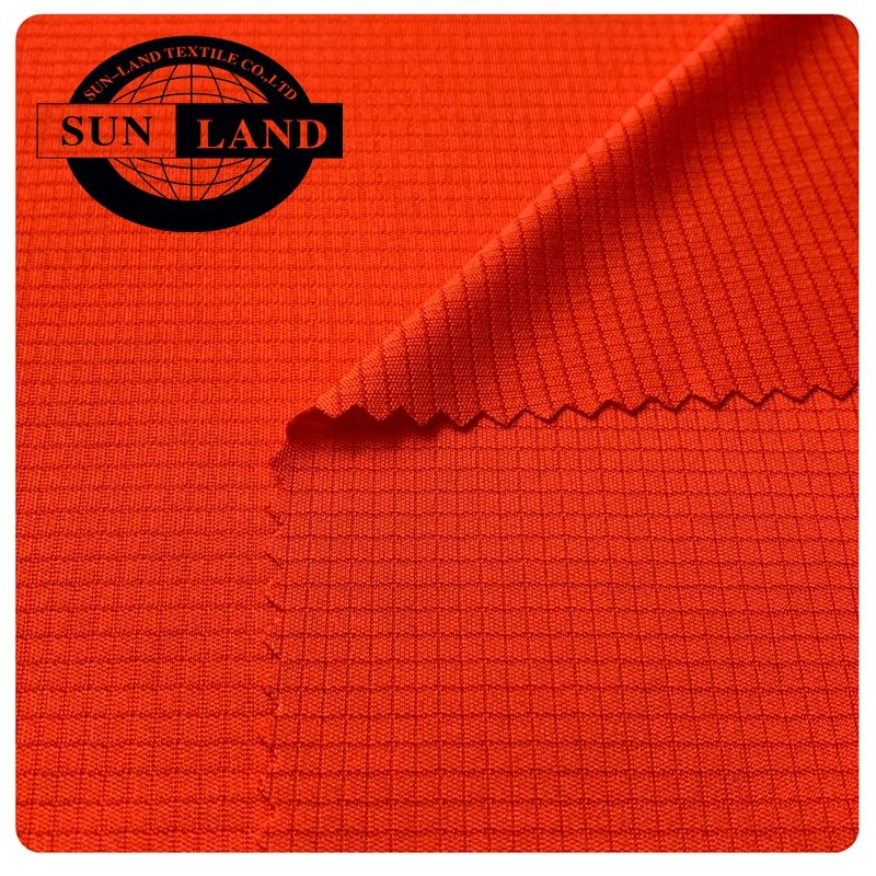 100% Polyester Coolmax Sportswear T-Shirts Quick Dry Moisture Wicking Grid Waffle Fabric with Knitted Mesh