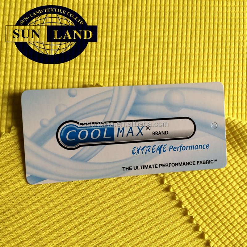 100% Polyester Coolmax Sportswear T-Shirts Quick Dry Moisture Wicking Grid Waffle Fabric with Knitted Mesh
