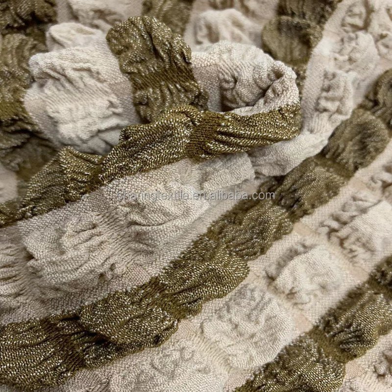 Bubble Woven Fabric Jacquard Large 3D Square Bubble Cloth Popcorn Walf Checks Elastic Jacquard Grid Concave Convex Sense Fabric