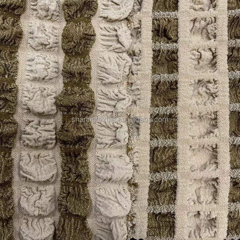 Bubble Woven Fabric Jacquard Large 3D Square Bubble Cloth Popcorn Walf Checks Elastic Jacquard Grid Concave Convex Sense Fabric