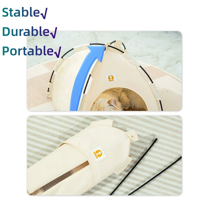 2023 New Design High Quality Outdoor Camping Semi Enclosed Sleeping Cat Dog All Season Pet Beds With Double Sides Mat