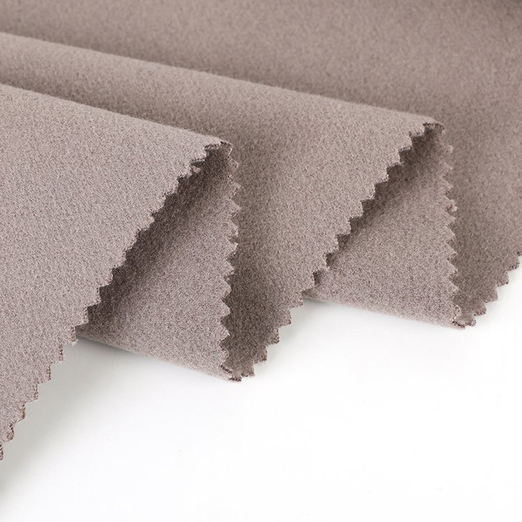 Sample supplied elegant thick outerwear brushed sanded 100% regenerated polyester knit plain grey flannel fabrics