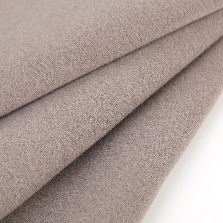 Sample supplied elegant thick outerwear brushed sanded 100% regenerated polyester knit plain grey flannel fabrics