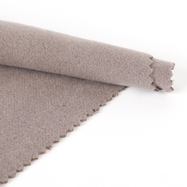 Sample supplied elegant thick outerwear brushed sanded 100% regenerated polyester knit plain grey flannel fabrics