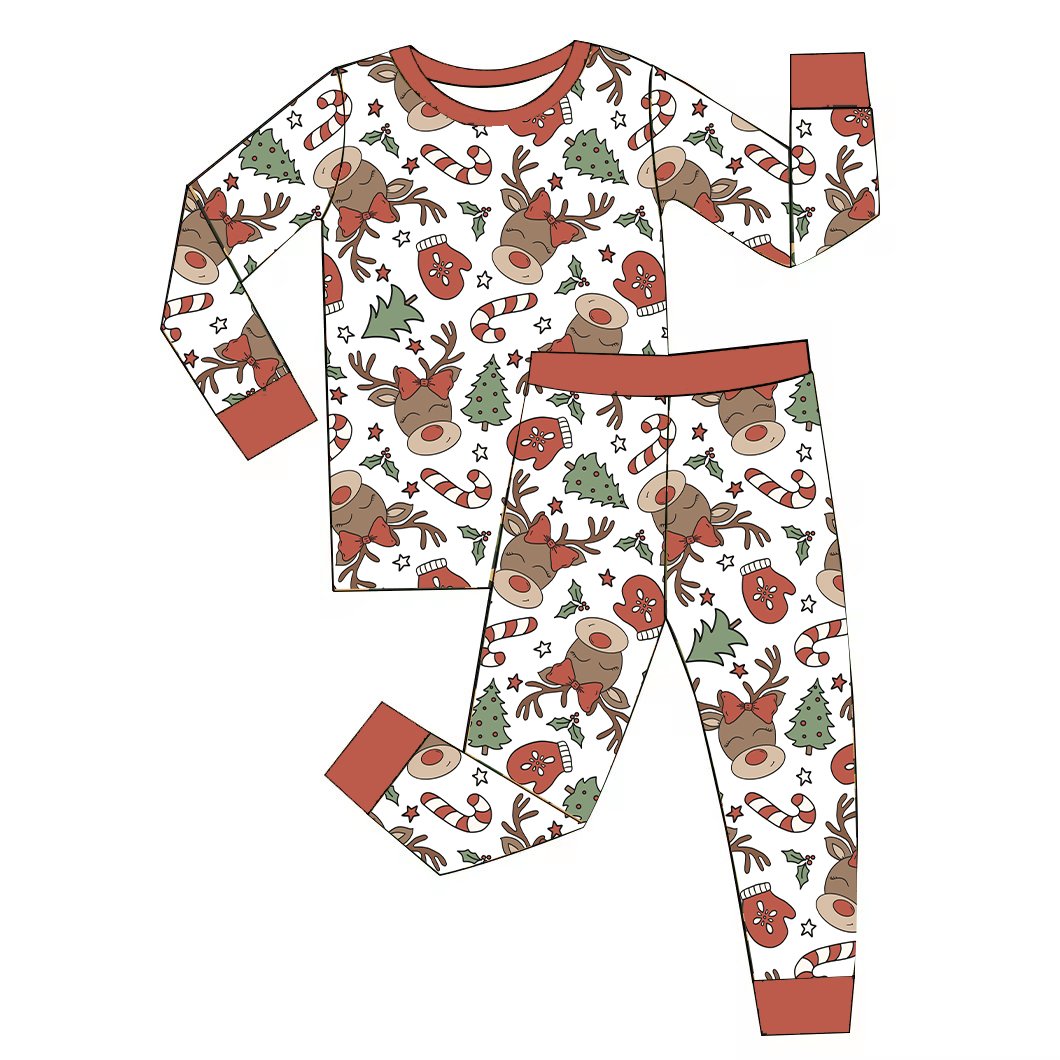 Kids Sleepwears Custom Printed Long Sleeve Bamboo Pajamas Set Unisex Children Girls Boys Baby Two Piece Baby Pajama Set