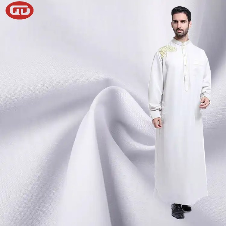 Factory wholesale plain woven fabric 100% polyester poly spun fabric arabia robe fabric for india market