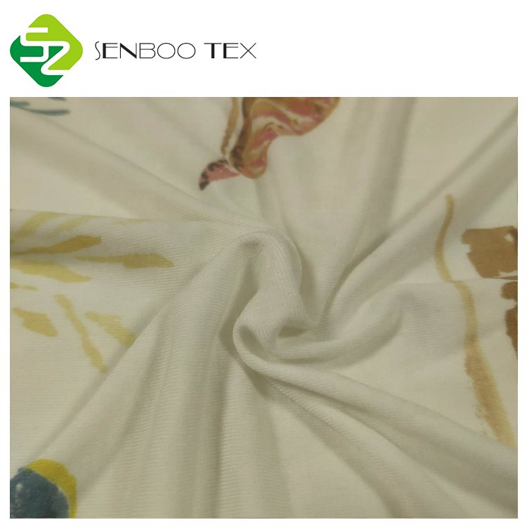 Customized 300gsm Jersey Fabric 90% Organic Bamboo & 10% Spandex Printed for Baby Blanket or Shirt/Clothes