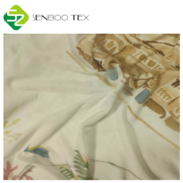 Customized 300gsm Jersey Fabric 90% Organic Bamboo & 10% Spandex Printed for Baby Blanket or Shirt/Clothes