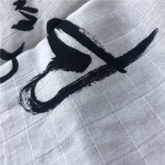 70%Bamboo Fiber 30% organic cotton muslin printed fabric double layer 40S in 85gsm