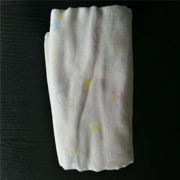 70%Bamboo Fiber 30% organic cotton muslin printed fabric double layer 40S in 85gsm