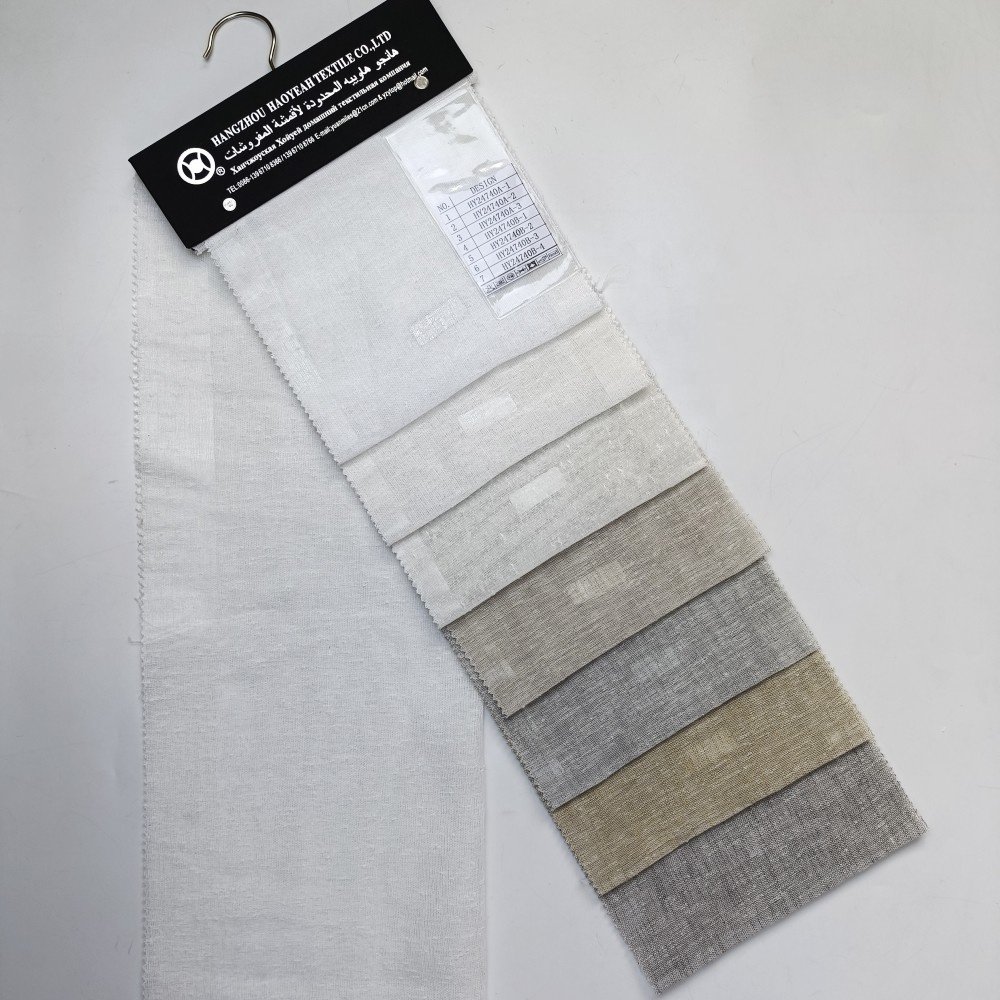 Factory Supply Linen Style necked linen/cotton blended yarn Transparent Sheer Voile Curtain Fabric for the Living Room