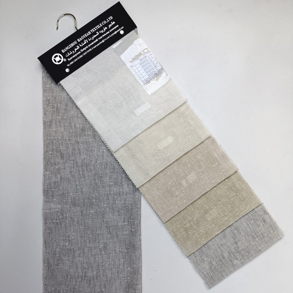 Factory Supply Linen Style necked linen/cotton blended yarn Transparent Sheer Voile Curtain Fabric for the Living Room