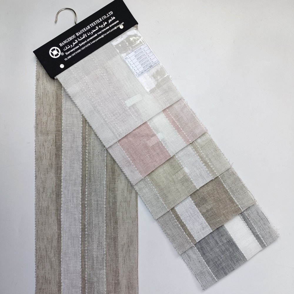Factory Supply Linen Style necked linen/cotton blended yarn Transparent Sheer Voile Curtain Fabric for the Living Room