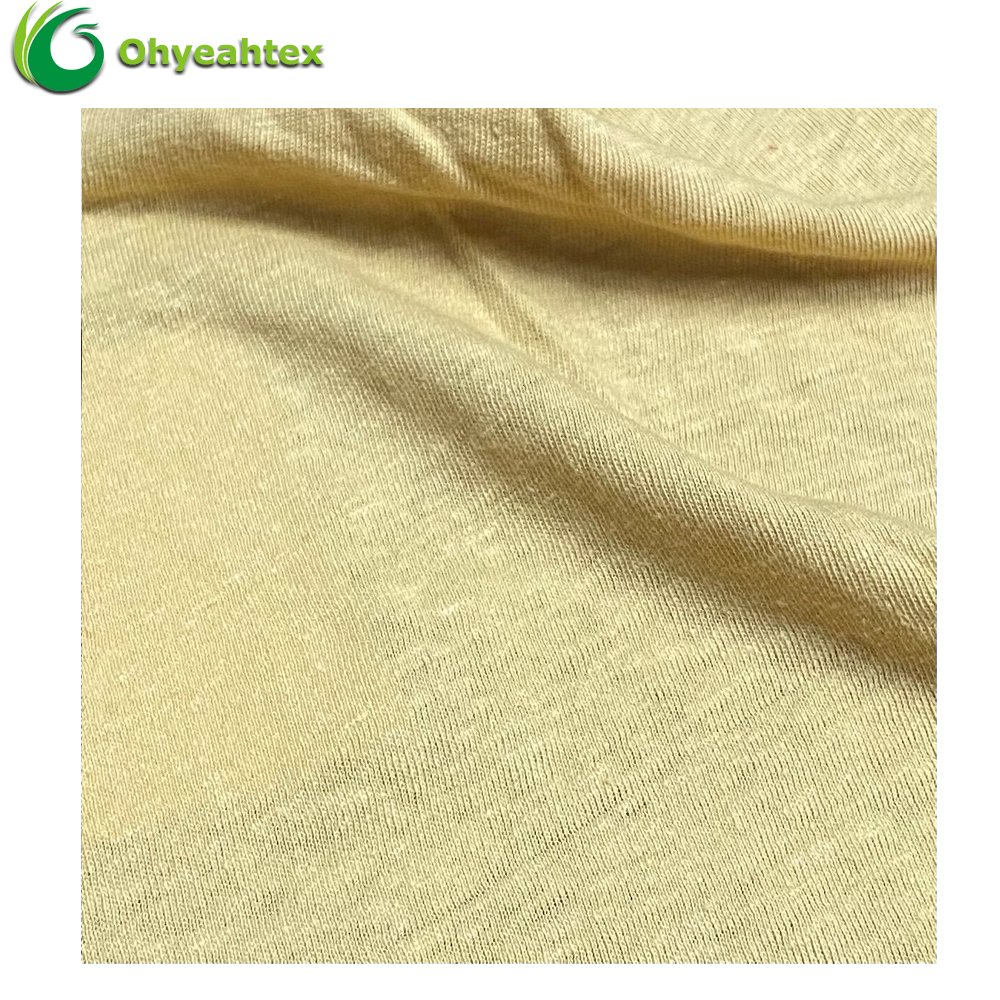 New Launch Natural Organic Thin Quick Dry Moisture Absorbent Knitted Single Jersey Linen Cotton Fabric For Curtains