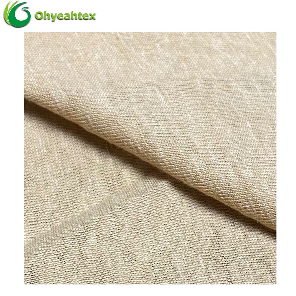 New Launch Natural Organic Thin Quick Dry Moisture Absorbent Knitted Single Jersey Linen Cotton Fabric For Curtains