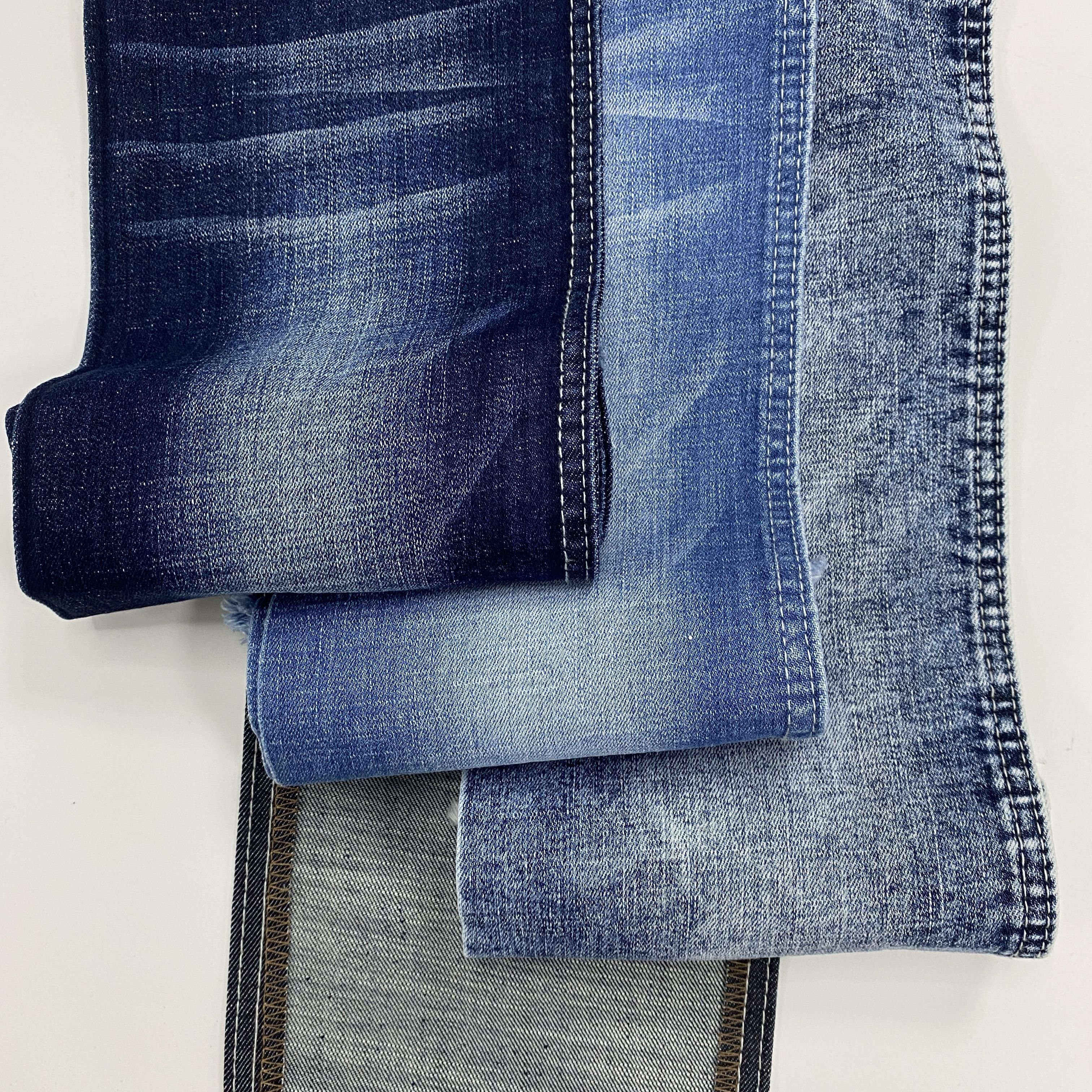 And Black for Jeans Fabric High Quality Stock Denim 8-11oz Indigo/black/blue Tricot Woven YARN DYED Polyester / Cotton 356gsm