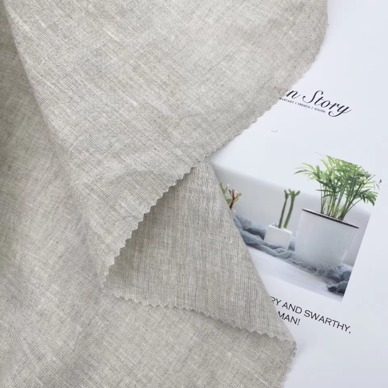 Hotsale pure linen fabric 21s*17s sand wash linen summer dress clothing 135GSM 100% linen fabric
