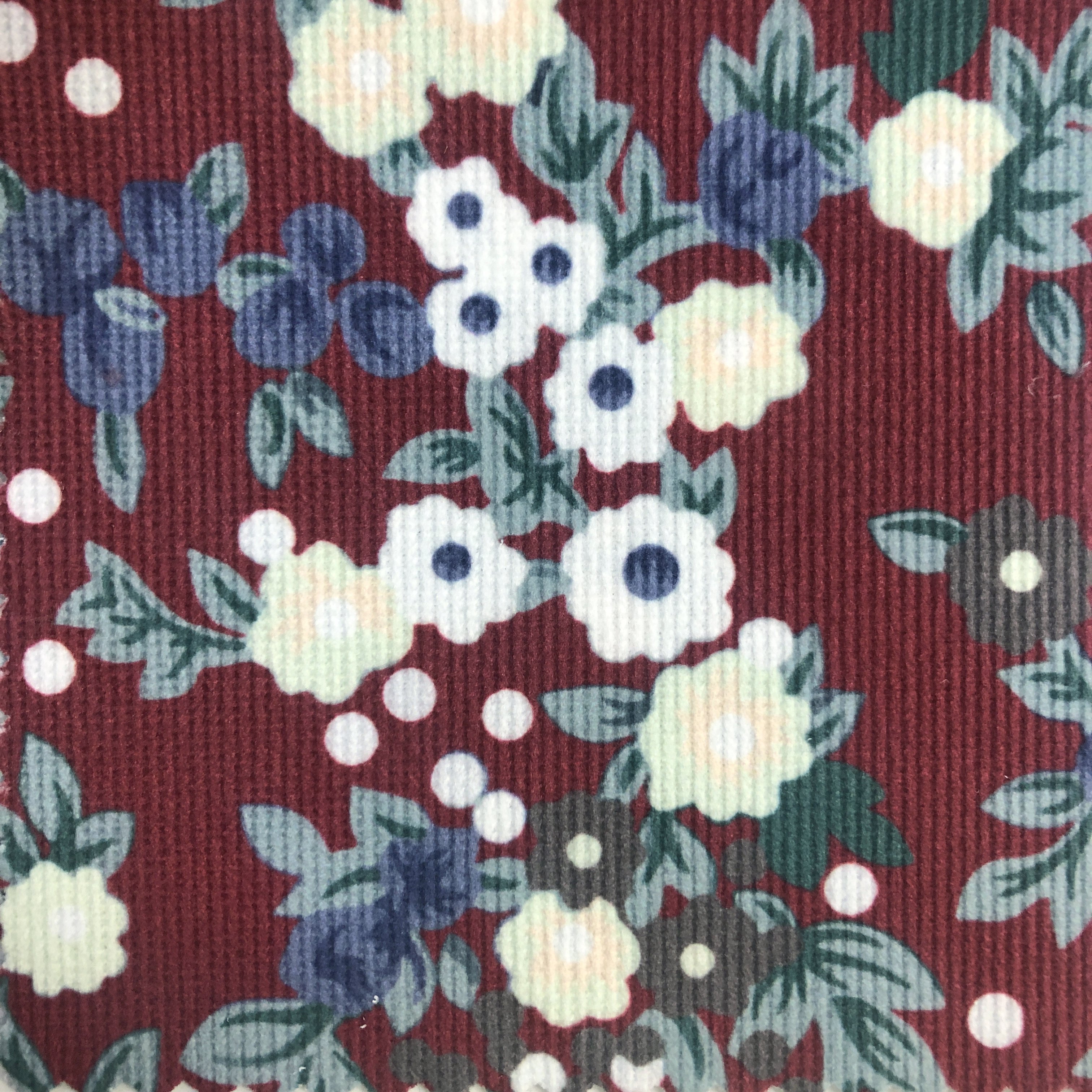 Fashion print Digital Printed Corduroy Fabric 200GSM polyester fabric for dress