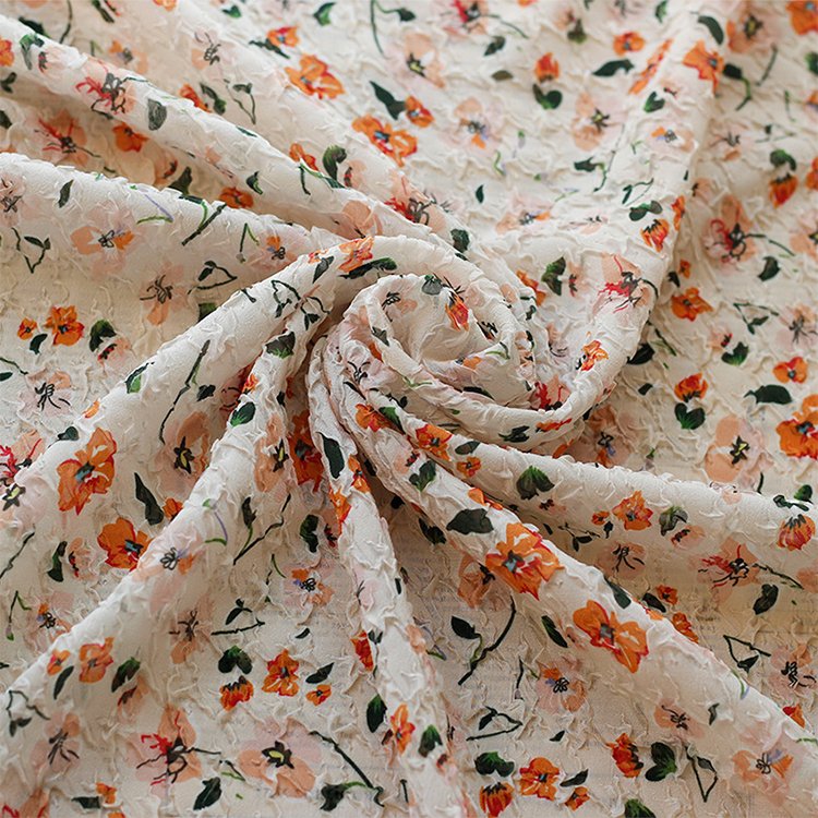 Wholesale price chiffon printed fabric custom pattern fashion woman flowers long dress fabric printed chiffon fabric
