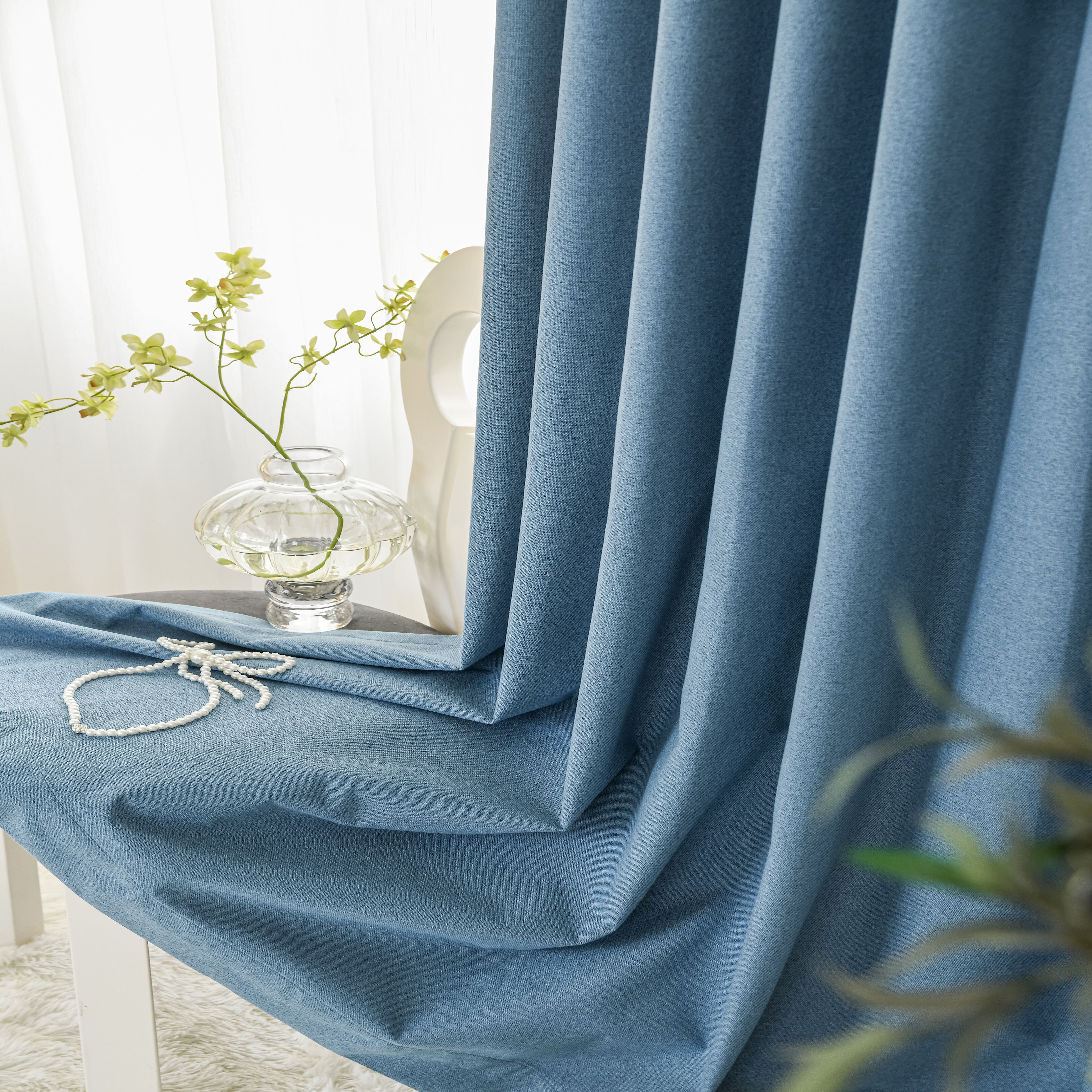 New full shading master bedroom living room super shading heat insulation SPF 100% opaque color linen curtain