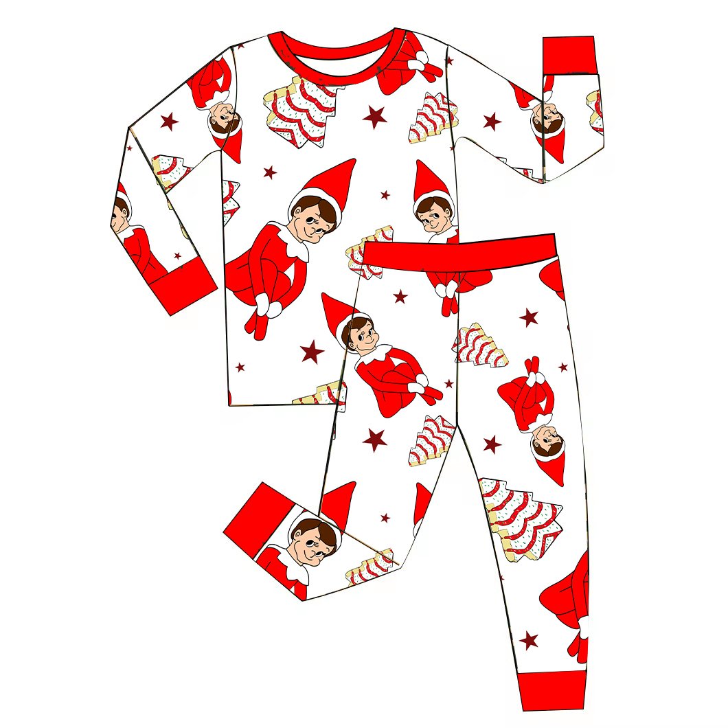 NEW Custom Christmas Print Bamboo product baby Bamboo fabric long sleeves two way zipper children clothes