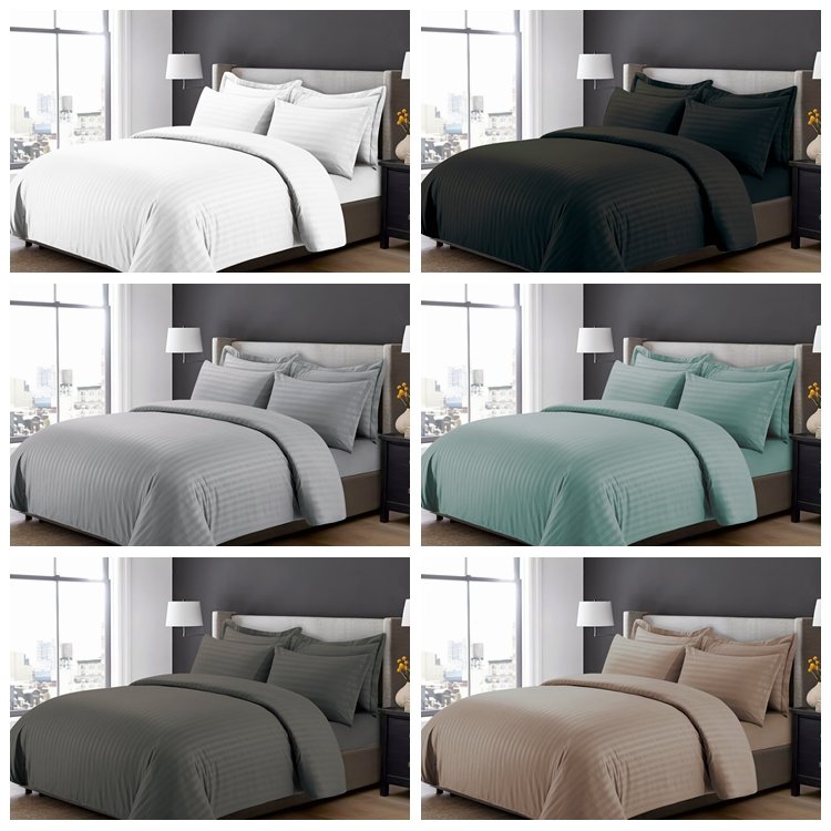 Queen Size Bedding Set 100% Polyester Duvet Cover with Sateen Weave Plain Style Bamboo Fiber Filling