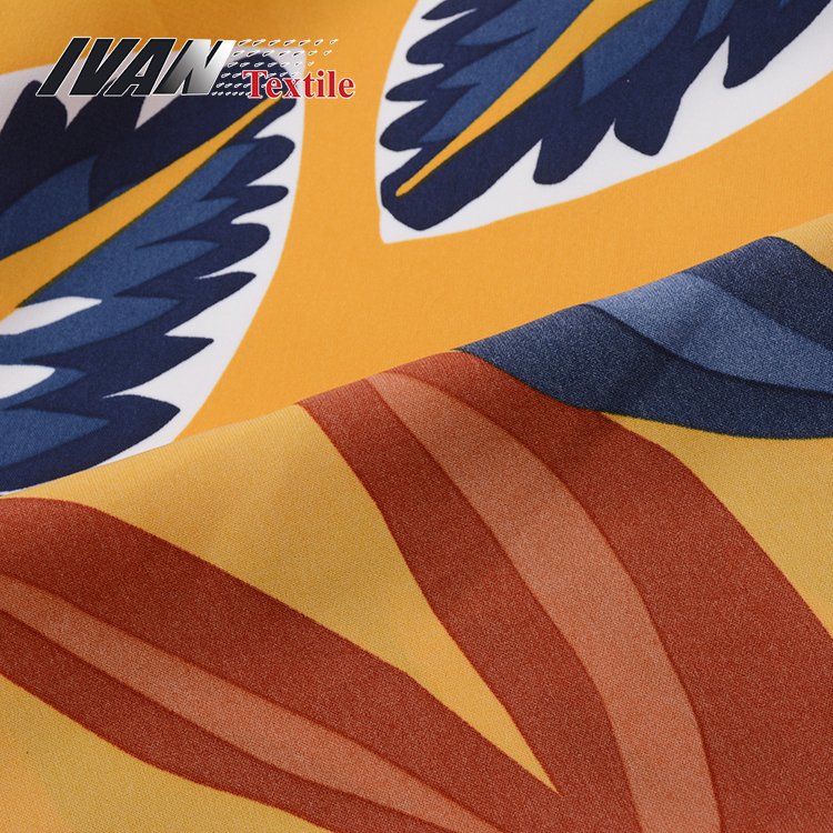 Colorful leaves floral plain fashion woven wool peach skin print 100% polyester fabric for garment