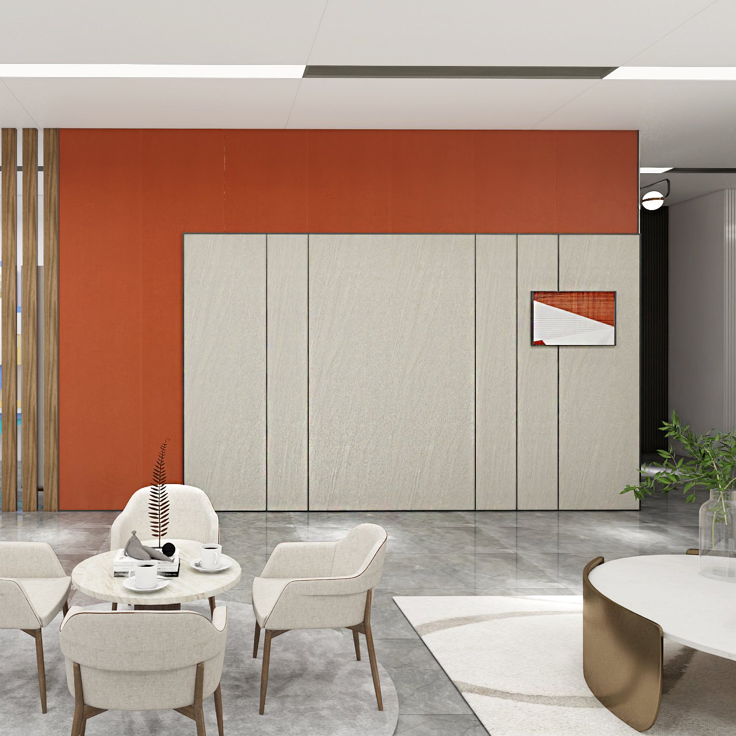 Industrial Design Interior Decoration Bamboo Fiber WPC Hollow Wallboard Pollock Stone Marble Look PVC Coating Wall Ceiling Panel