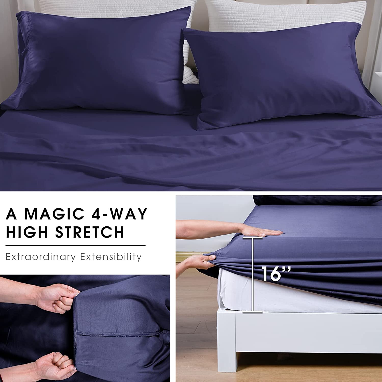 Organic Bamboo Sheets with 16 Inches Deep Pocket-King Size Cooling bamboo rayon crib sheets