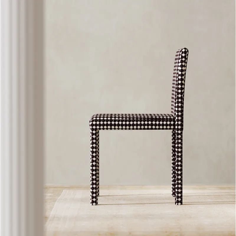 Modern Simple Design Dining Room Black And White Home Furniture Cotton Linen Fabric Dining Chair