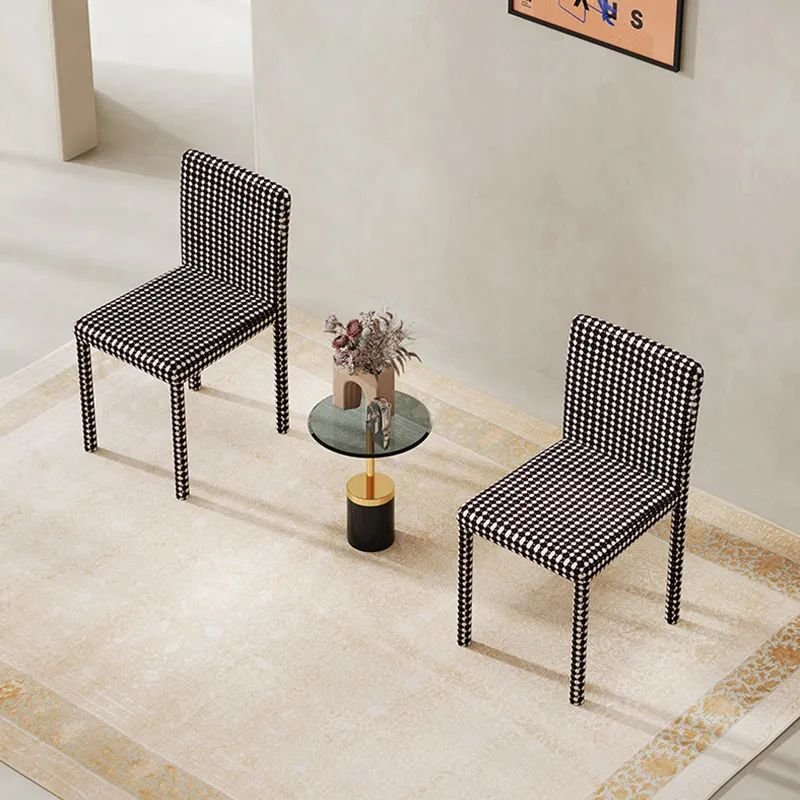 Modern Simple Design Dining Room Black And White Home Furniture Cotton Linen Fabric Dining Chair
