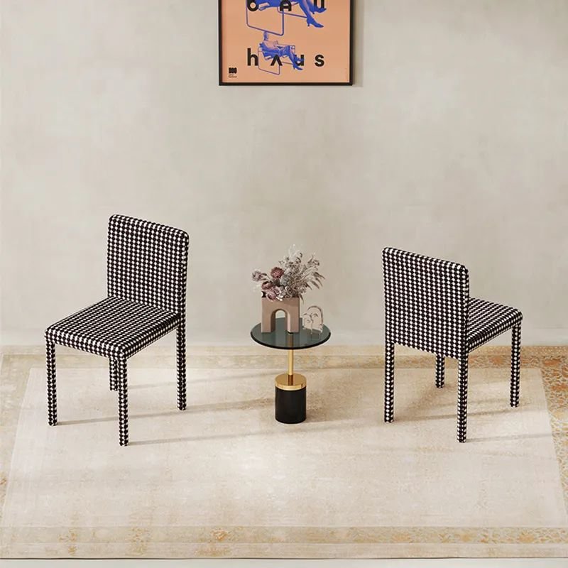 Modern Simple Design Dining Room Black And White Home Furniture Cotton Linen Fabric Dining Chair