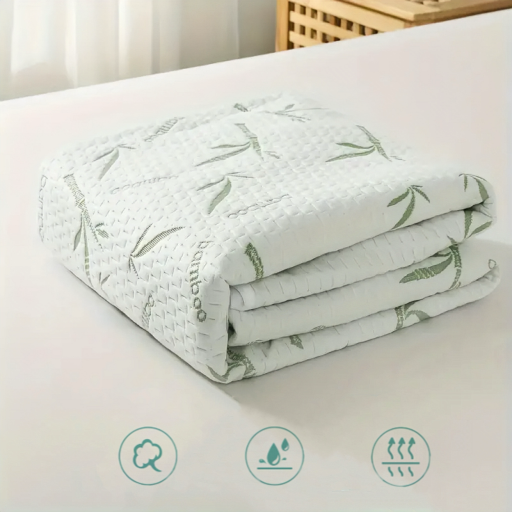 Waterproof Bamboo Viscose 3D Knit Jacquard Fabric Mattress Protector Queen Size deep pocket Soft Breathable Mattress Cover
