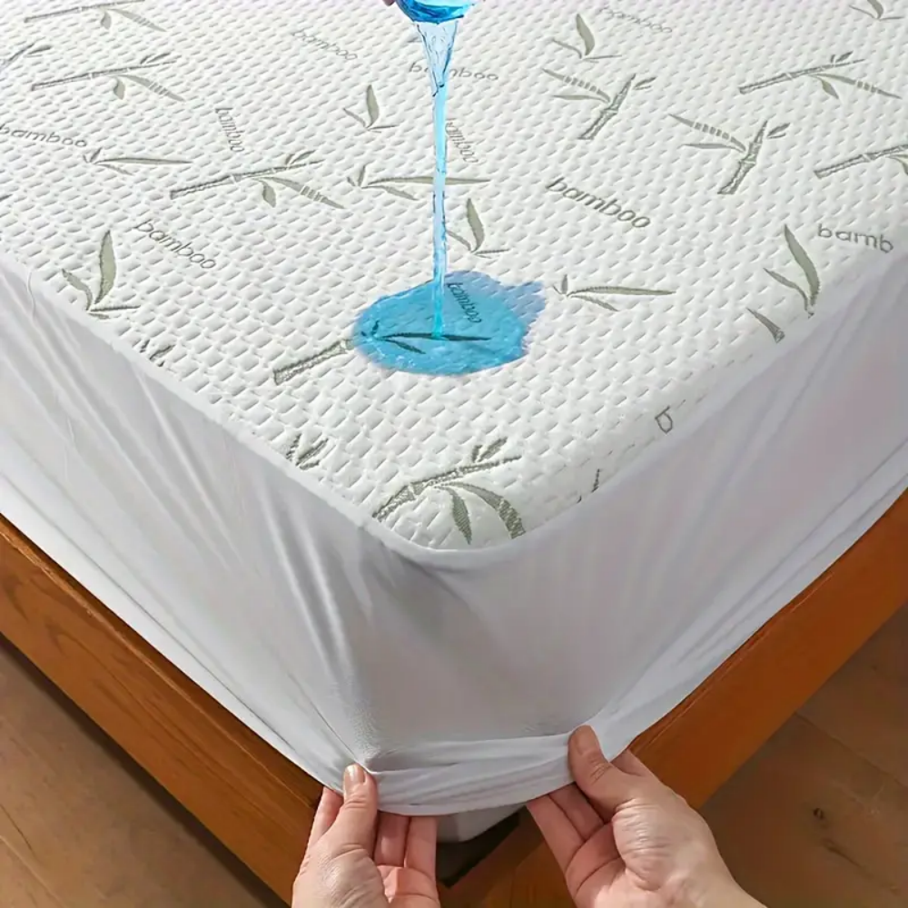 Waterproof Bamboo Viscose 3D Knit Jacquard Fabric Mattress Protector Queen Size deep pocket Soft Breathable Mattress Cover