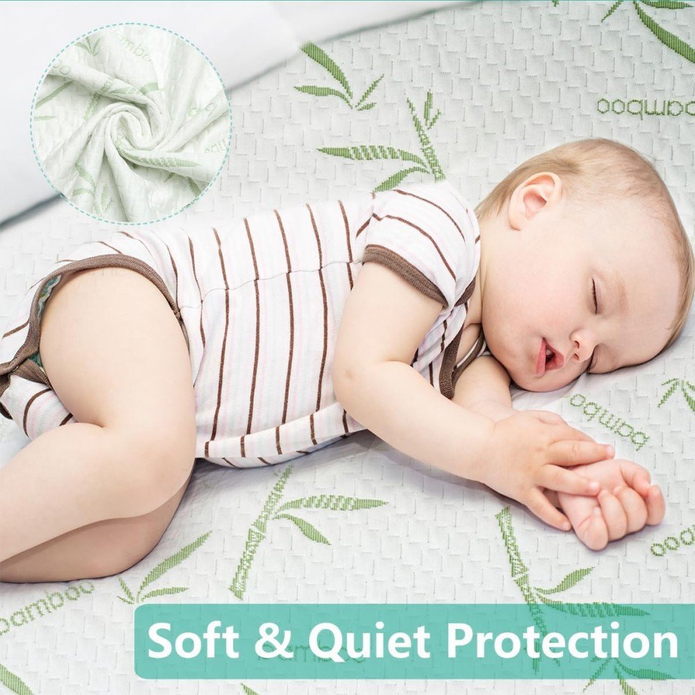 Waterproof Bamboo Viscose 3D Knit Jacquard Fabric Mattress Protector Queen Size deep pocket Soft Breathable Mattress Cover