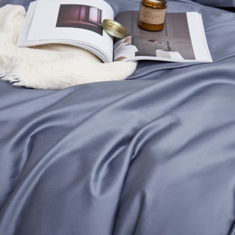 Core Egyptian Cotton Bedding Set (Rock Blue)Eco Friendly Silky Soft 100% Bedding Sheets and Duvet Cover Sets with Pillowcase
