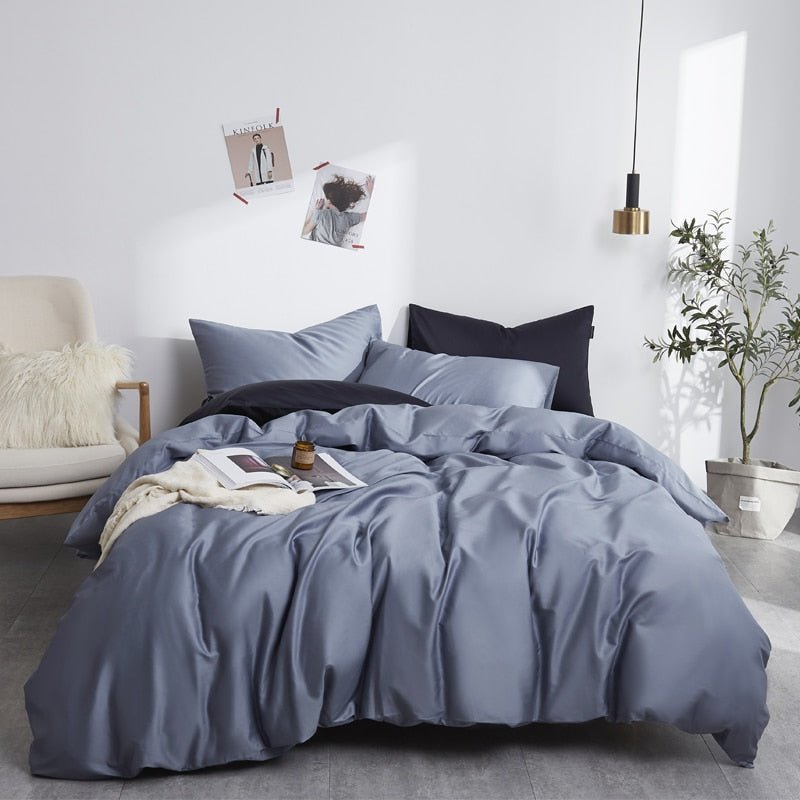 Core Egyptian Cotton Bedding Set (Rock Blue)Eco Friendly Silky Soft 100% Bedding Sheets and Duvet Cover Sets with Pillowcase