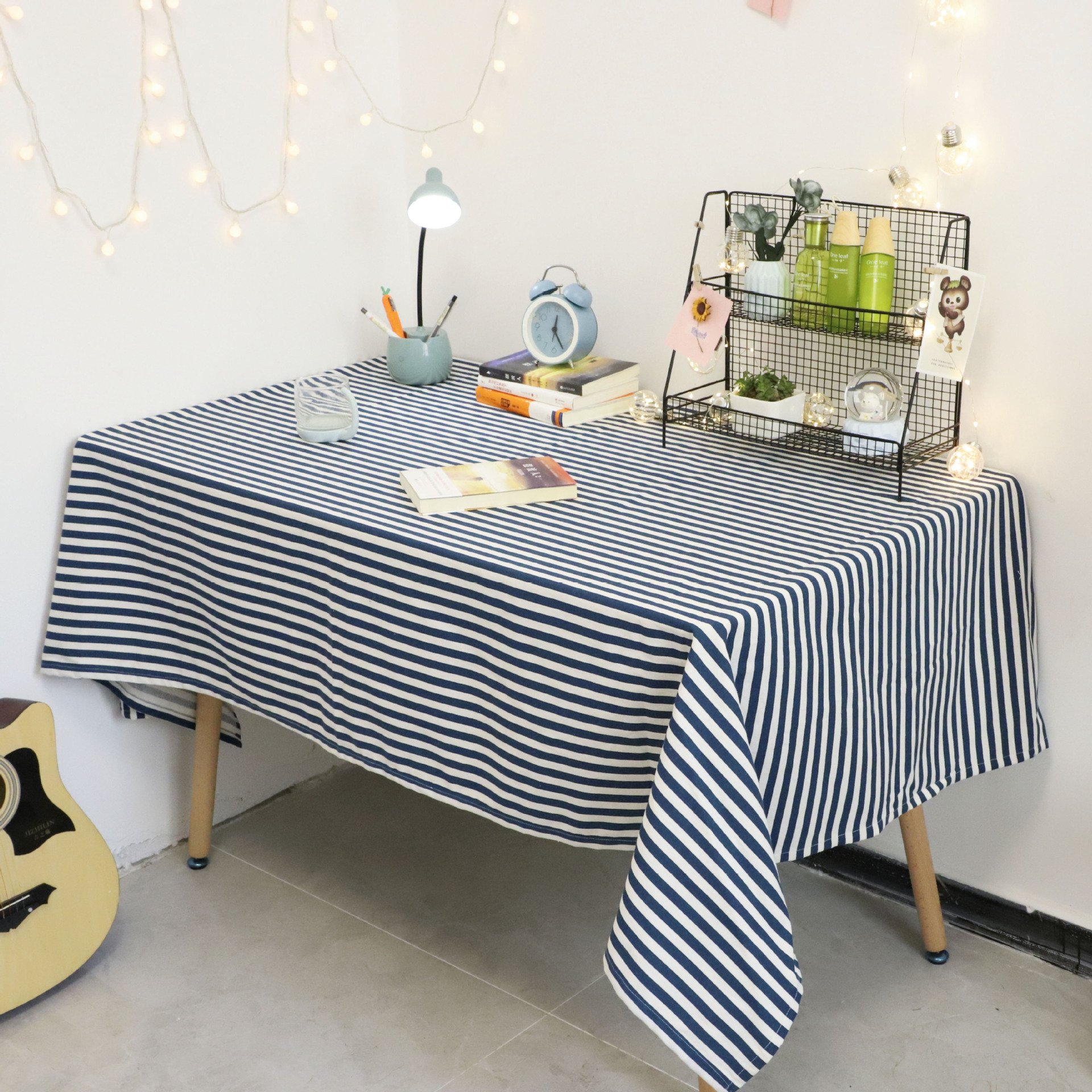 Disposable stripe table cloth red white blue black polyester washable waterproof striped tablecloth for wedding party decor