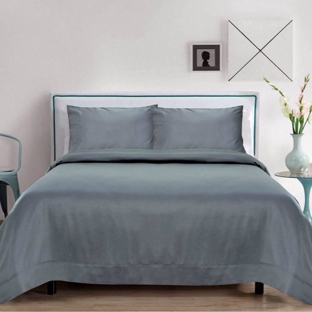 Home Textile 300TC 100% Bamboo Fabric Fitted Sheet Bedding Set with Pillow Cases for Hotel & Hospital Use Linen & Cotton Filling
