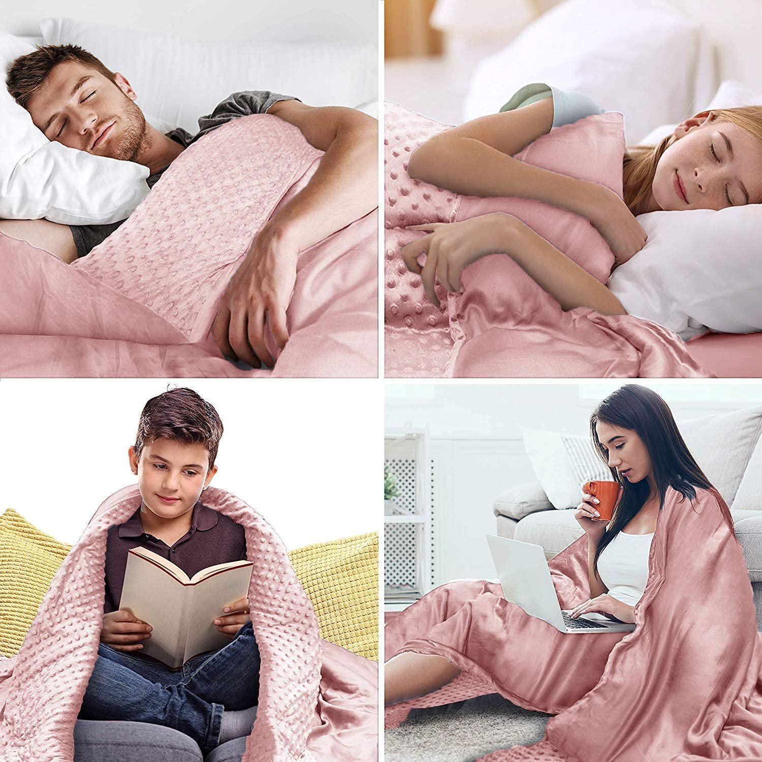 Enjoy Sleeping Pink All Season Luxury Velvet Warm and Cool Adult Minky Weighted Blanket