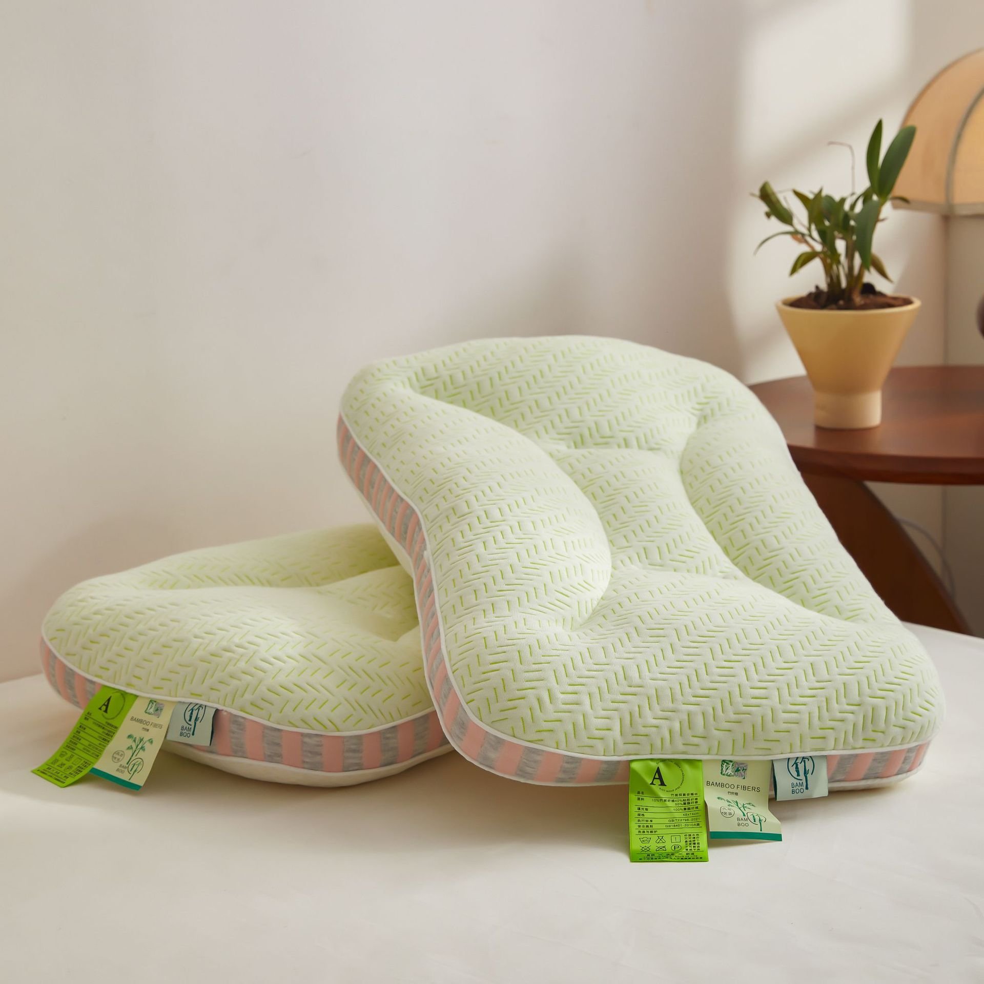 Bamboo Charcoal Fiber Neck Support Pillow Sleep-Assisted Bacteriostatic Household Bed Pillow