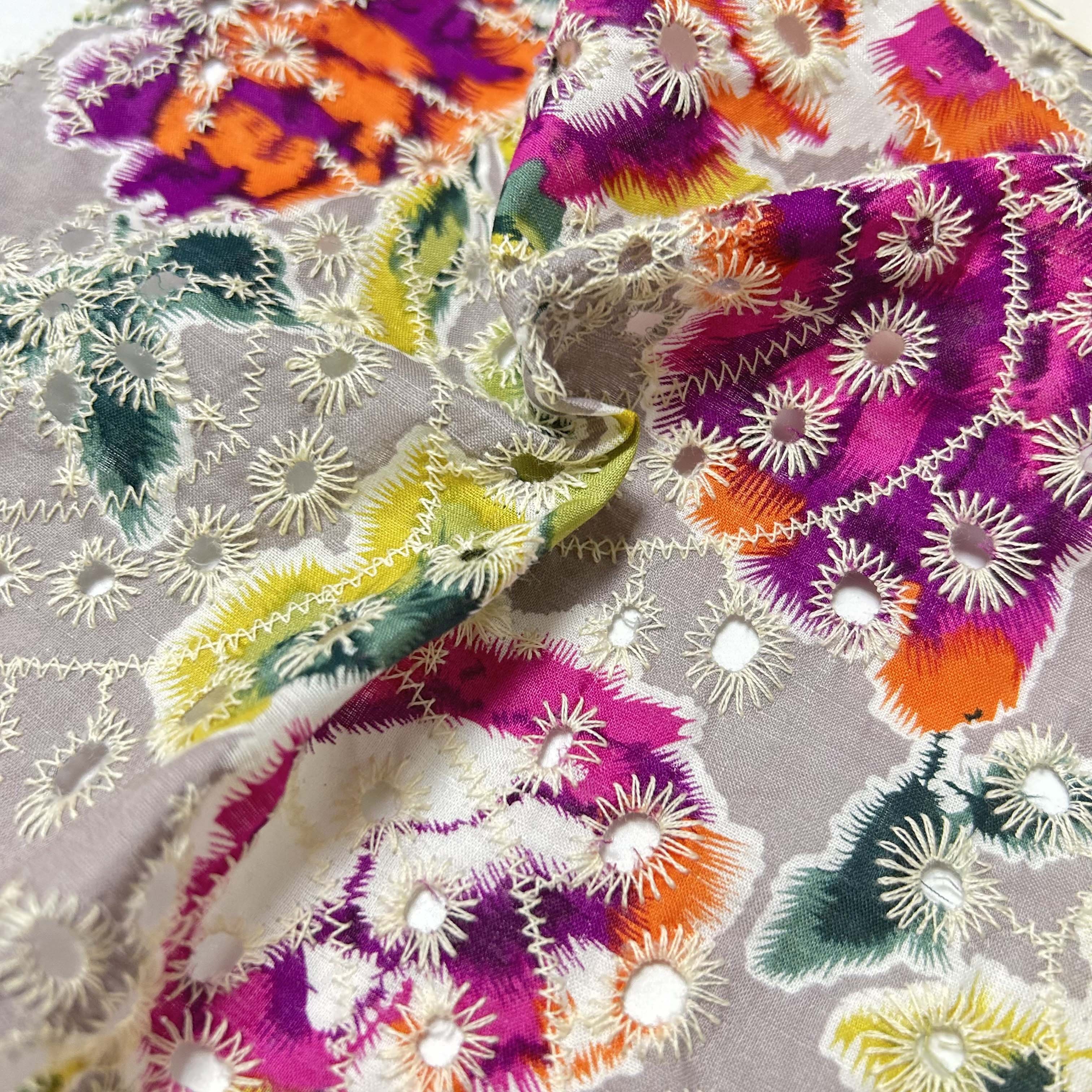 New Design 100% Cotton Fabric Embroidery Lace Print Color Voile Fabric Cotton Embroidery Fabrics