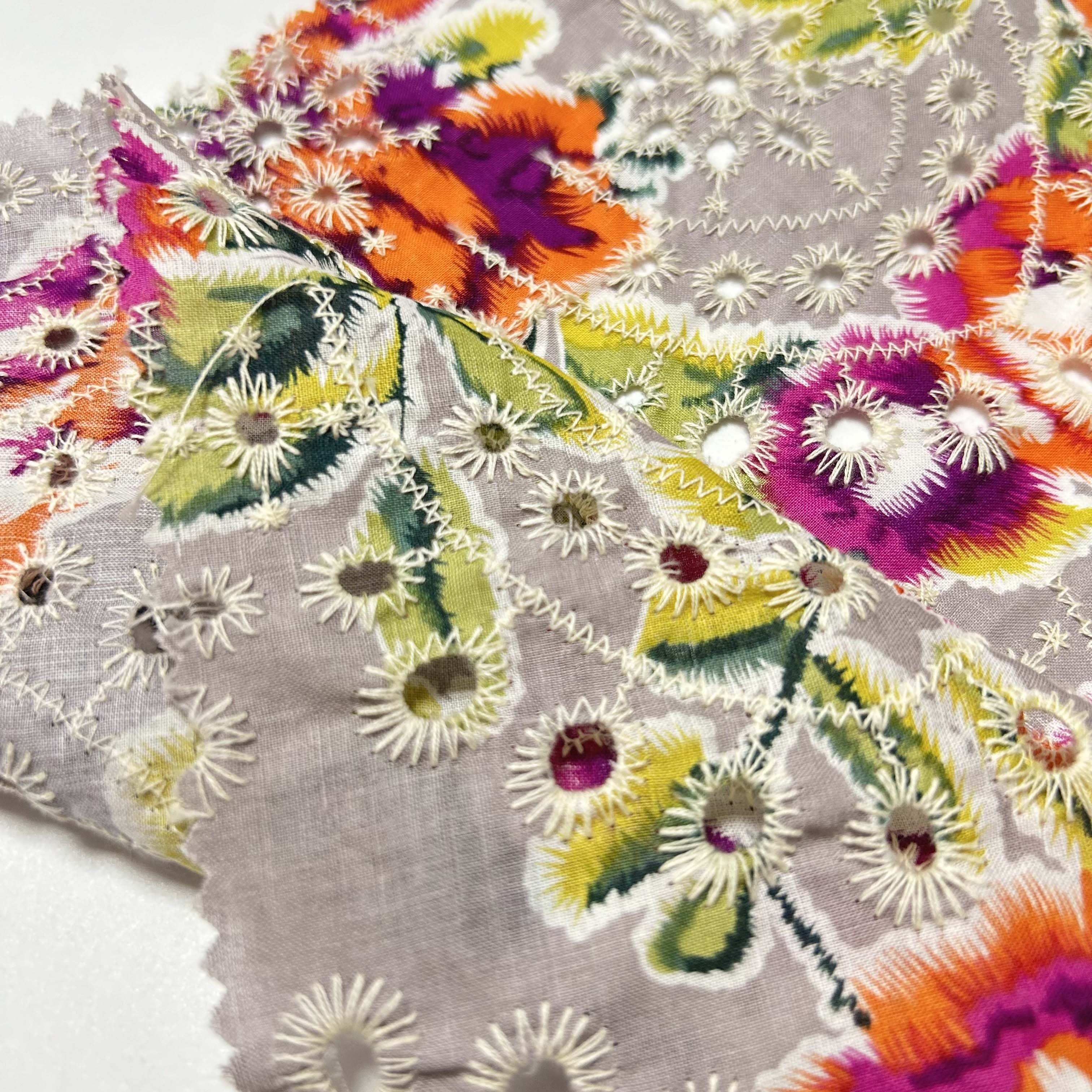 New Design 100% Cotton Fabric Embroidery Lace Print Color Voile Fabric Cotton Embroidery Fabrics