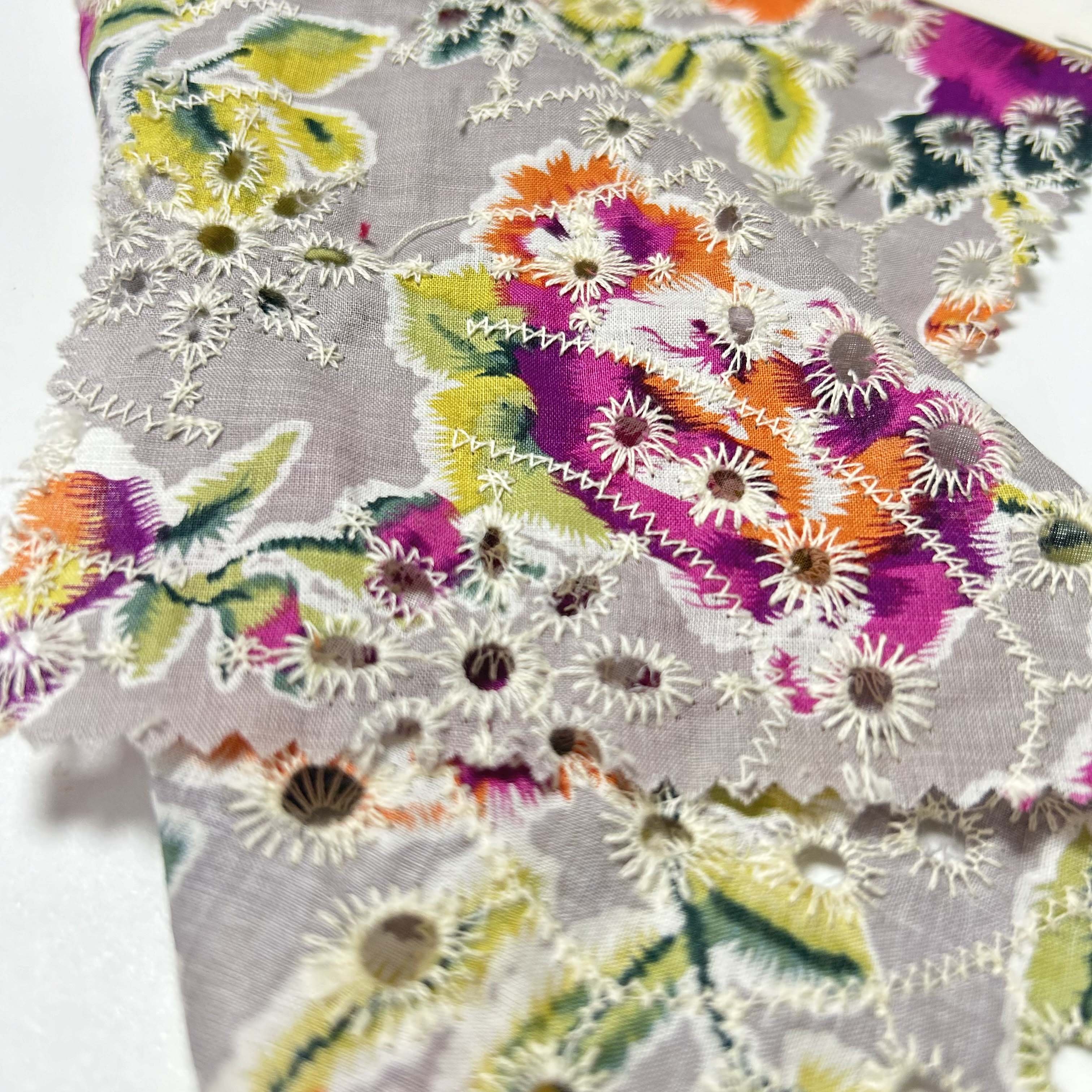 New Design 100% Cotton Fabric Embroidery Lace Print Color Voile Fabric Cotton Embroidery Fabrics