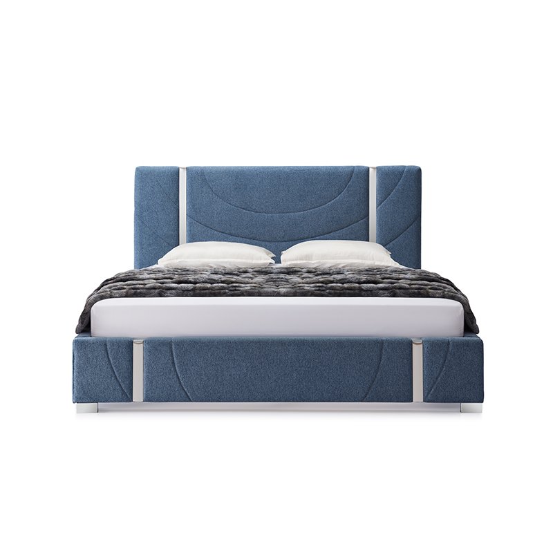 Modern Luxury Customized Italian Design Bedroom Home Hotel Villa Bed Furniture King Queen Size Double Headboard Cotton Linen Bed